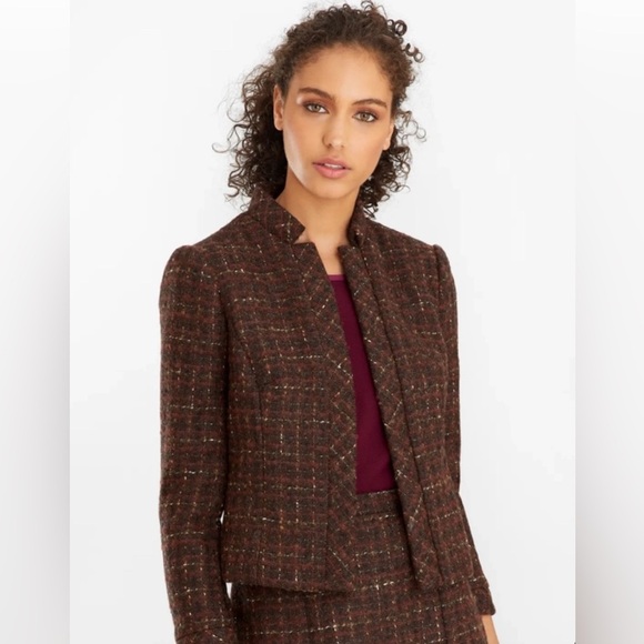 Brooks Brothers Woman’s Checked Boucle Tweed Cropped Jacket - Picture 1 of 11